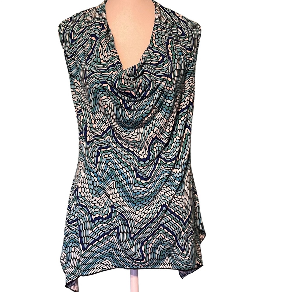Cowl Neck Sleeveless Top, M, Blue